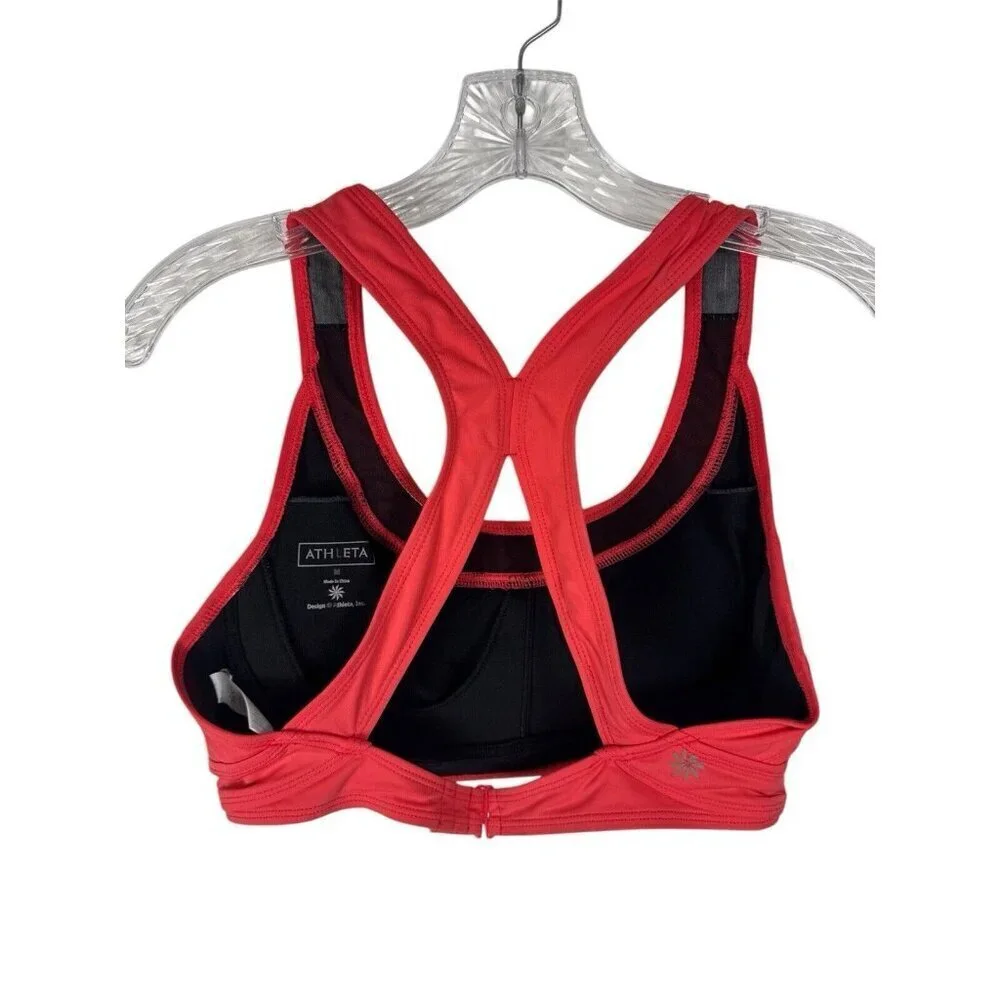 Athleta Women's M‎ Racerback Cutout Back Removable Pads Sports Bra Coral